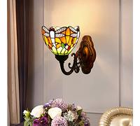 GAUUA Tiffany Style Wall Sconces, 15 Cm Ombra in Vetro Colorato, Base in Metallo, Illuminazioni Decorative Vittoriane per Il Soggiorno Corridoio Bagno Lampada da Letto