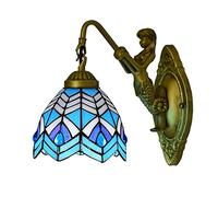 GAUUA Tiffany Wall Sconce Stile Mediterraneo Lampada da Parete Ombrello in Vetro con Lampada di Sirena Braccio Lampade da Parete per Patio, Soggiorno, Camera da Letto