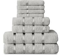 Gaveno Cavailia Cesto 8 Pezzi Boston Set di Asciugamani, 100% Cotone, Silver, 8Pc Bale Set