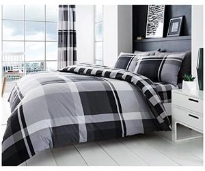 Gaveno Cavailia Cesto Waverly Check Set con Copripiumino e guanciale, Poliestere, Grigio, Doppio