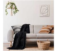 Gaveno Cavailia - Coperta in Finta Pelliccia di Visone, Super Morbida, Facile da Pulire, Leggera, Design di Lusso, Accogliente, Calda e Accogliente, 150 x 200 cm, Colore: Nero, 200 x 240 cm