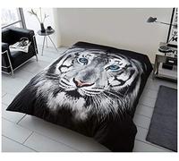 Gaveno Cavailia - Coperta per divano con stampa 3D, motivo animalier con tigre, colore: bianco, morbido e confortevole, per letto king size (200 x 240 cm), 422778