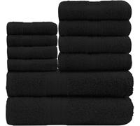 Gaveno Cavailia - Set di Asciugamani Toronto, con 4 Facce, 4 Mani e 2 da Bagno, in Cotone, Colore: Nero