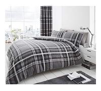 Gaveno Cavailia, Set di biancheria da letto con copripiumino e federa, in cotone e poliestere, per letto king size, motivo: tartan a quadri, colore: grigio