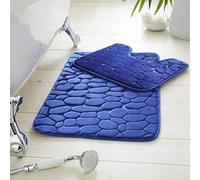Gaveno Cavailia Super Assorbente di 2 ciottoli Set da Bagno, in Memory Foam, Blu Royal, 80 x 50 x 5 cm