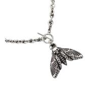 Gavery Collana in lega a forma di T con falena della morte, 44 cm, leggera, gioiello per accessori unici e alla moda