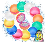 Gavettoni Riutilizzabili, 12 pezzi di Palloncini d'acqua a Chiusura Automatica, Palloncini d'acqua Ricaricabili per Bambini e Adulti, Esterni, Piscina, die unbegrenzten Spaß