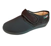 Gaviga 6903 NERO FALCO Pantofole da donna con strappo elasticizzate per riabilitazione in panno con fodera in lana e suola antiscivolo