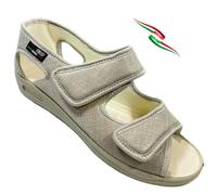 GAVIGA Sandali ciabatte donna regolabili a strappi sanitarie in cotone ideale per piedi gonfi e riabilitazione satinsato (beige satinato, Sistema Taglie Calzature EU, Adulto, Donna, Numero, Media, 38)