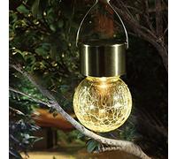 Gavigain Hanging Solar Lights,Glass Balls Shape Crack Pattern Energy Saving Solar Charging Automatic Sensing Bulbs for Outdoor