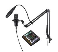 Gavigain Kit Podcasting, Microfono, Braccio Regolabile, Chip DSP, Microfono Cardioide, Effetti Sonori e Cambia Voce, Compatibile con PC, Smartphone, Giochi (Negro)