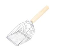 Gavigain Paletta per lettiera per gatti Griglia ovale con setaccio Manico ergonomico Pala per lettiera in acciaio inossidabile per lettiera