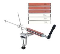Gavigain per affilare i coltelli con 6 pietre per affilare Kit per affilare i coltelli a clip da tavolo Rotazione a 360 gradi Affilacoltelli manuale in lega ad angolo fisso Clip