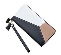 Gavigain Portafoglio da donna, blocco della carta di credito Multi in vera pelle grande capacità Zip intorno viaggio borsa Wristlet per le donne (nero)