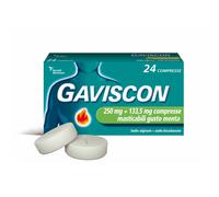 Gaviscon GAVISCON 24 CPR MENTA 250MG + 133,5MG contro sintomi del reflusso gastroesofageo, bruciore e acidità di stomaco
