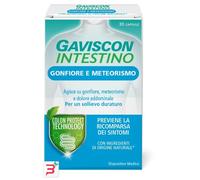 Gaviscon Intestino Gonfiore e Meteorismo, Agisce e previene su Gonfiore, Meteorismo e Dolore Addominale, Ingredienti di Origine Naturale, Tecnologia brevettata Colon Protect, 30 Capsule, Senza glutine