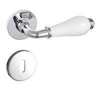 Gavroche Set di maniglie per porte antiche BB Buntbart | Maniglie vintage per porte interne in argento cromato bianco | Guarnizione maniglia per porta della camera con rosetta rotonda in zinco e