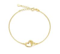 GAVU Bracciale da Donna in Argento Placcato Oro 14K con Charm Doppio Cuore, Bracciale Cuore da Donna in Oro To The Love of My Life all’Amore della Mia Vita