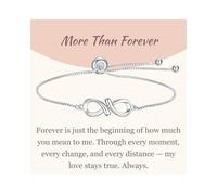 GAVU Bracciale da Donna in Argento Sterling 925 con Charm Infinito, Bracciale in Argento da Donna Con Dedica More Than Forever, Regalo Anniversario per Lei