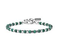 GAVU Bracciale da Uomo con Perle di Malachite e Perline Quadrate di Acciaio Inox