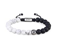 GAVU Bracciale da Uomo con Perline di Onice e Howlite e Charm Yin Yang in Acciaio Inox, Bracciale Pietre Naturali da Uomo Regolabile