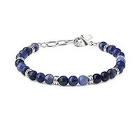 GAVU Bracciale da Uomo in Acciaio Inossidabile con Perline di Pietre Naturali e Cristalli, Sodalite Blu, Diaspro Rosso, Tormalina Nera, Onice Opaco