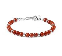 GAVU Bracciale da Uomo in Acciaio Inossidabile con Perline di Pietre Naturali e Cristalli, Sodalite Blu, Diaspro Rosso, Tormalina Nera, Onice Opaco