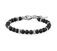 GAVU Bracciale da Uomo in Acciaio Inossidabile con Perline di Pietre Naturali e Cristalli, Sodalite Blu, Diaspro Rosso, Tormalina Nera, Onice Opaco