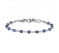 GAVU Bracciale da Uomo in Lapislazzuli e Acciaio Inossidabile, Bracciale di Perline Sfaccettate di Pietre Naturali