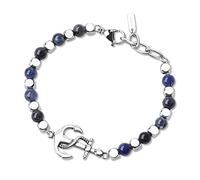 GAVU Bracciale di Perline da Uomo con Pietra Sodalite Blu e Pepite Quadrate di Acciaio Inossidabile e Charm Ancora