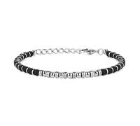 GAVU Bracciale di Perline di Pietre Nere Onice Opaco Ematite e Acciaio Inossidabile da Uomo