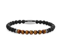 GAVU Bracciale Shou della Longevità da Uomo con Perle di Pietra Lavica e Occhio di Tigre Naturale L