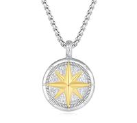 GAVU Collana Acciaio Uomo, Catena Acciaio Inossidabile con Ciondolo Rosa dei venti, Collana Surfista Uomo 50cm