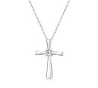 GAVU Collana Argento 925 da Donna con Croce Cristiana, Collana Punto Luce Donna, Ciondolo Croce Argento con Diamante di Zirconia Cubica