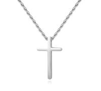 GAVU Collana con Ciondolo Croce Argento da uomo, Catena Acciaio Inox da Uomo Croce Piccola 45cm