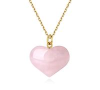 GAVU Collana da Donna con Ciondolo Cuore di Pietra Semipreziosa Quarzo Rosa