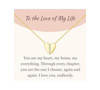 GAVU Collana da Donna in Argento Placcato Oro 14k con Ciondolo Cuore con Zirconia Cubica, Collana Cuore da Donna To The Love of My Life all’Amore della Mia Vita