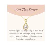 GAVU Collana da Donna in Argento Placcato Oro 14k con Ciondolo Infinito con Perla, Collana Infinito Donna con Ciondolo Perla More than Forever