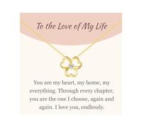 GAVU Collana da Donna in Argento Placcato Oro 14k con Ciondolo Trifoglio con Punto Luce di Cubic Zirconia, Collana Trifoglio Donna To The Love of My Life all’Amore della Mia Vita