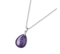 GAVU Collana da Donna in Argento Placcato Rodio con Ciondolo Goccia di Charoite