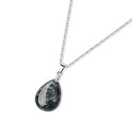 GAVU Collana da Donna in Argento Placcato Rodio con Ciondolo Lacrima di Serafinite