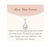 GAVU Collana da Donna in Argento Sterling 925 con Ciondolo Perla, Collana Infinito Donna con Dedica More than Forever, Regalo per Lei