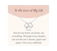 GAVU Collana da Donna in Argento Sterling 925 con Ciondolo Trifoglio con Punto Luce di Cubic Zirconia, Collana Trifoglio Donna To The Love of My Life all’Amore della Mia Vita
