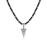 GAVU Collana da Uomo Ematite e Onice Opaco, Collana Perline di Pietre Dure da Uomo con Ciondolo Punta di Freccia