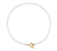 GAVU Collana di Perle Coltivate di Acqua Dolce da Donna con Chiusura T-Bar Placcata Oro 40cm