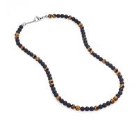 GAVU Collana di Perline da Uomo, Collana Occhio di Tigre e Onice Opaco da Uomo 50cm