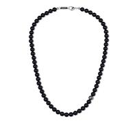 GAVU Collana Fleur de Lis da Uomo con Perle di Pietre Naturali e Cristalli, Collana Uomo Perline Pietre Dure, Ematite, Occhio di Tigre, Ossidiana, Pietra Lavica, Onice