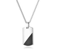 GAVU Collana in Acciaio Inox da Uomo con Ciondolo Targhetta Rettangolare Dog Tag Bicolore