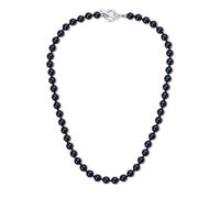 GAVU Collana Pietre Naturali da Uomo, Collana Uomo Perline Nere di Onice Annodate a Mano con Chiusura OT/T-Bar/Barra T 60cm