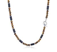 GAVU Collana Pietre Naturali Uomo, Collana Perline di Occhio di Tigre e Onice da Uomo 50cm